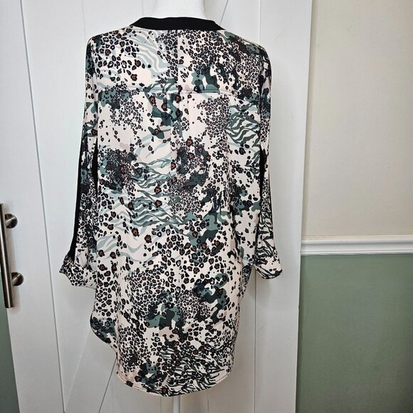 LYSSE New York Camonimal Top Size Medium Mixed Media Animal Print Tunic Mob Wife - Picture 2 of 12